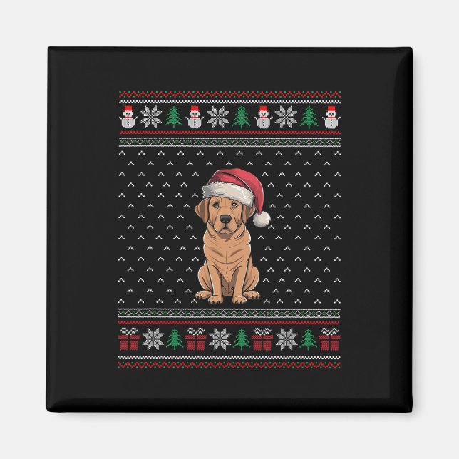 Labrador Dog Wearing Santa Hat Ugly Xmas Dog Lover Magnet (Front)