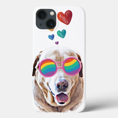 Labrador Dog with Hearts Valentines Day  iPhone 13 Case