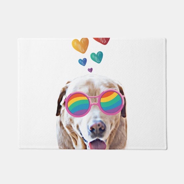 Labrador Dog with Hearts Valentine's Day Doormat (Front)