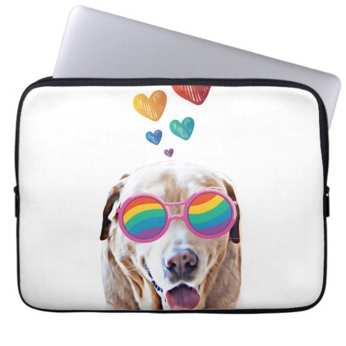Labrador Dog with Hearts Valentines Day Laptop Sleeve