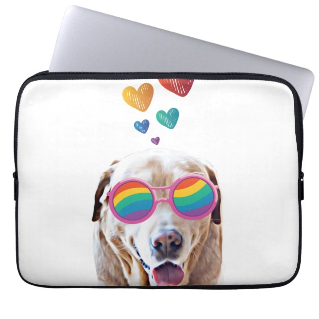 Labrador Dog with Hearts Valentine's Day Laptop Sleeve (Front)