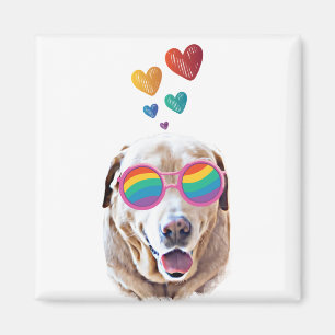 Labrador Dog with Hearts Valentine's Day Magnet