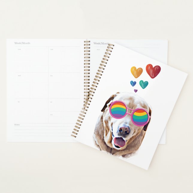 Labrador Dog with Hearts Valentine's Day  Planner (Display)