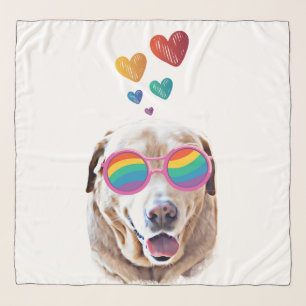 Labrador Dog with Hearts Valentine's Day  Scarf