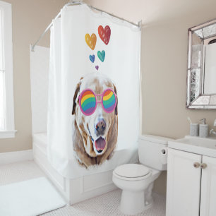 Labrador Dog with Hearts Valentine's Day  Shower Curtain