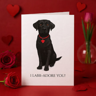  Labrador Dog With Love Heart Adore You Card
