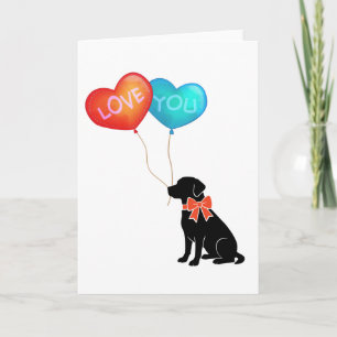 Labrador Dog With LOVE YOU Balloons Card