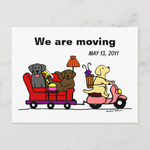 Labrador Dogs Cartoon Moving Announcement