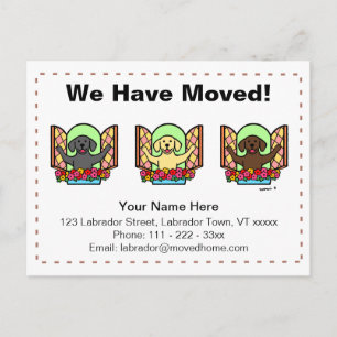 Labrador Dogs Cartoon Moving Announcement Postcard
