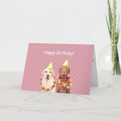 Labrador Dogs Happy Birthday Greeting Card