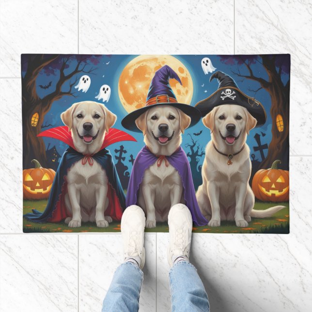 Labrador Dogs Pumpkin Halloween Funny  Doormat (Indoor)