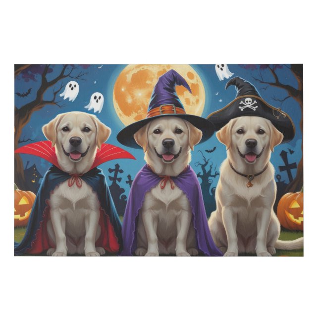 Labrador Dogs Pumpkin Halloween Funny  Faux Canvas Print (Front)