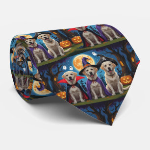 Labrador Dogs Pumpkin Halloween Funny Neck Tie