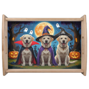 Labrador Dogs Pumpkin Halloween Funny  Serving Tray