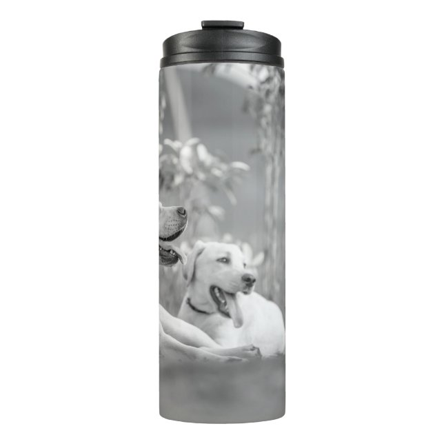 LABRADOR DOGS RELAXING THERMAL TUMBLER (Front)