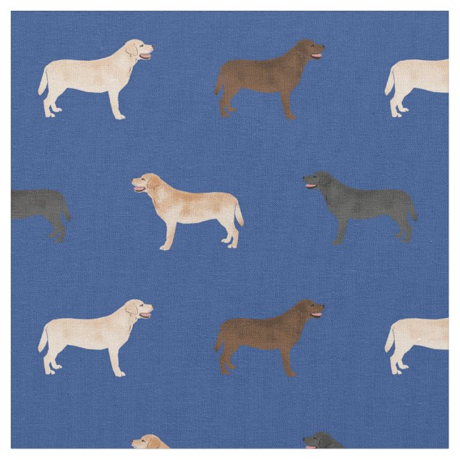 Labrador dogs royal blue fabric (Close Up)