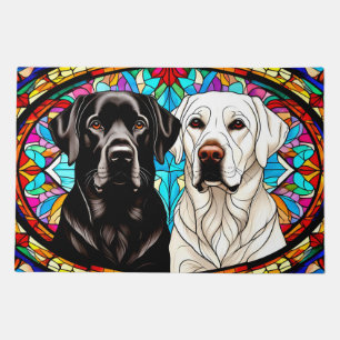 Labrador Dogs Stained Glass art Doormat