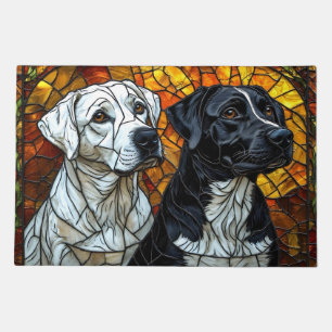 Labrador Dogs Stained Glass art Doormat