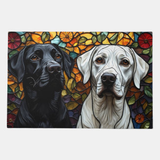 Labrador Dogs Stained Glass art Doormat