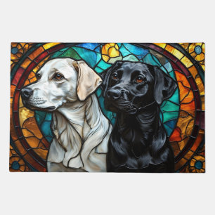 Labrador Dogs Stained Glass art Doormat