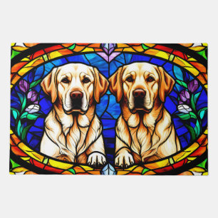 Labrador Dogs Stained Glass art Doormat
