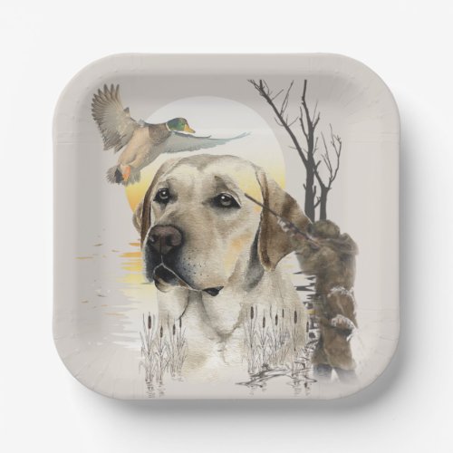 Labrador duck hunting  paper plates