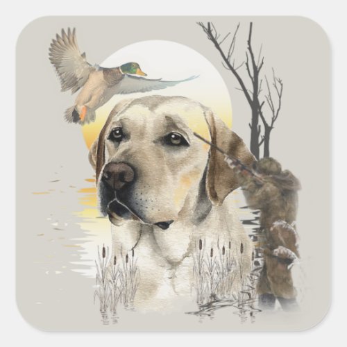 Labrador duck hunting  square sticker