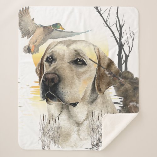 Labrador duck hunting tapestry canvas print tript sherpa blanket