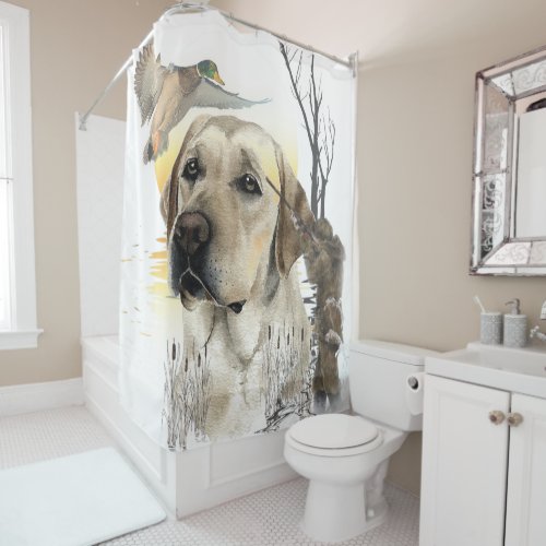 Labrador duck hunting tapestry canvas print tript shower curtain
