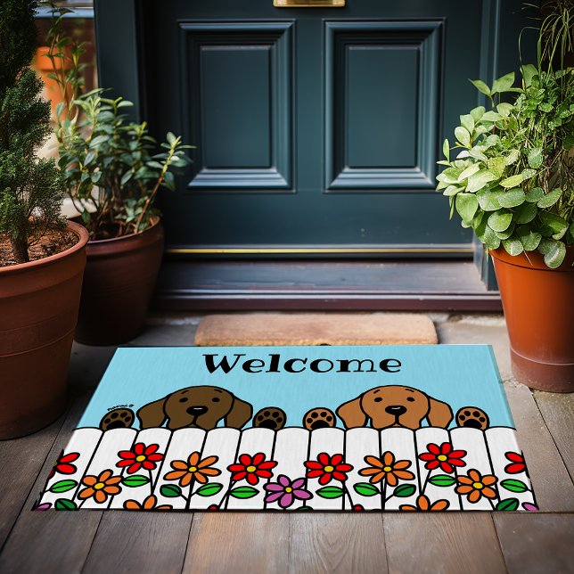 Labrador Duo Watching You Welcome Doormat (Labrador Duo Watching You Welcome Doormat.  Chocolate Lab and Fox Red Lab design for Labrador Owners)