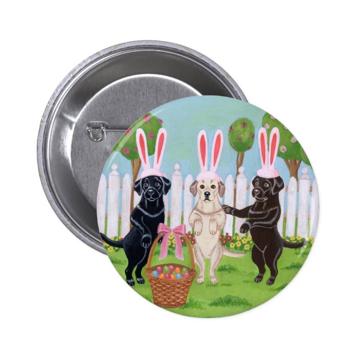 Labrador Easter Bunnies Buttons