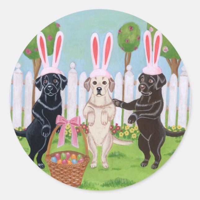 Labrador Easter Bunnies!! Classic Round Sticker (Front)