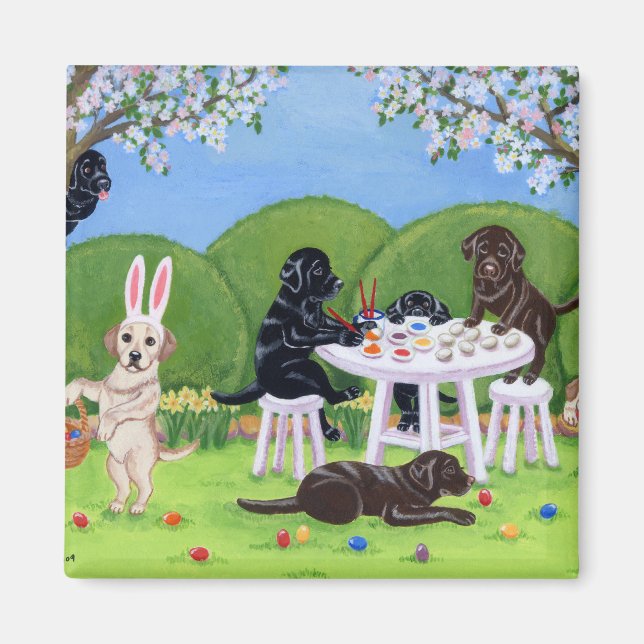Labrador & Easter Eggs Magnet (Front)