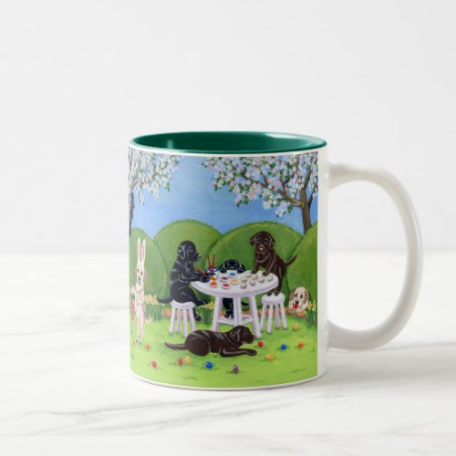 Labrador  Easter Eggs Painting Two_Tone Coffee Mug