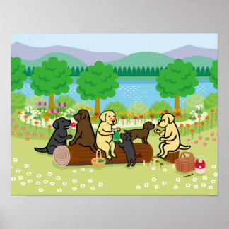 Labrador Family Picnic Poster