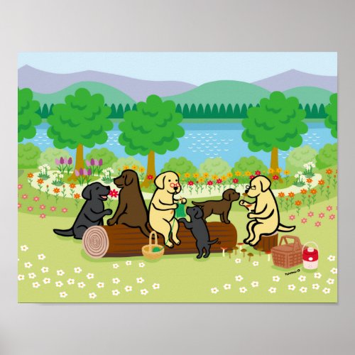 Labrador Family Picnic  Poster