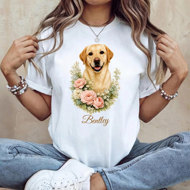 Labrador Floral Portrait T-Shirt (Creator Uploaded)