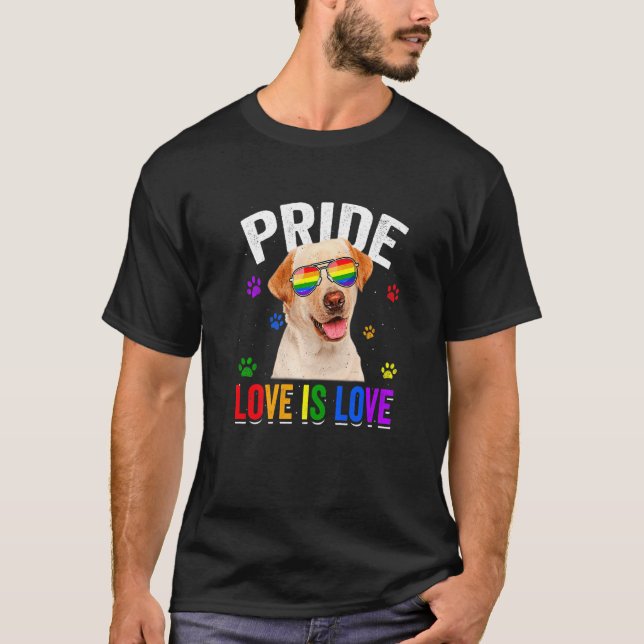 Labrador Gay Pride Lgbt Rainbow Flag Dog T-Shirt (Front)