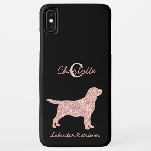 Labrador Glitter Rose Gold Monogram Lab Retriever iPhone XS Max Case