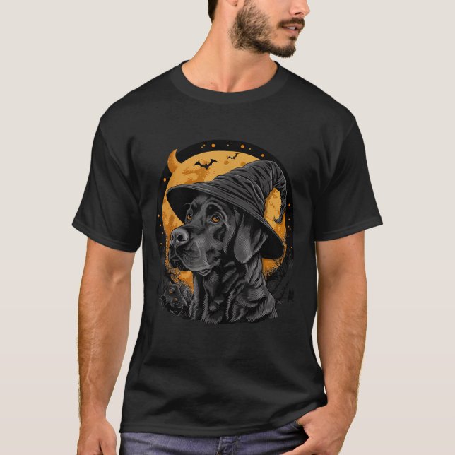 Labrador Halloween Dog Black Lab Mom Wizard  T-Shirt (Front)