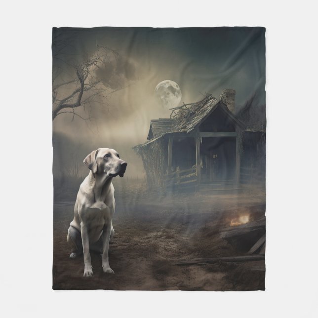 Labrador Halloween Scary Fleece Blanket (Front)