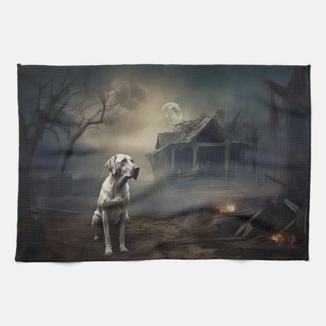 Labrador Halloween Scary Kitchen Towel (Horizontal)