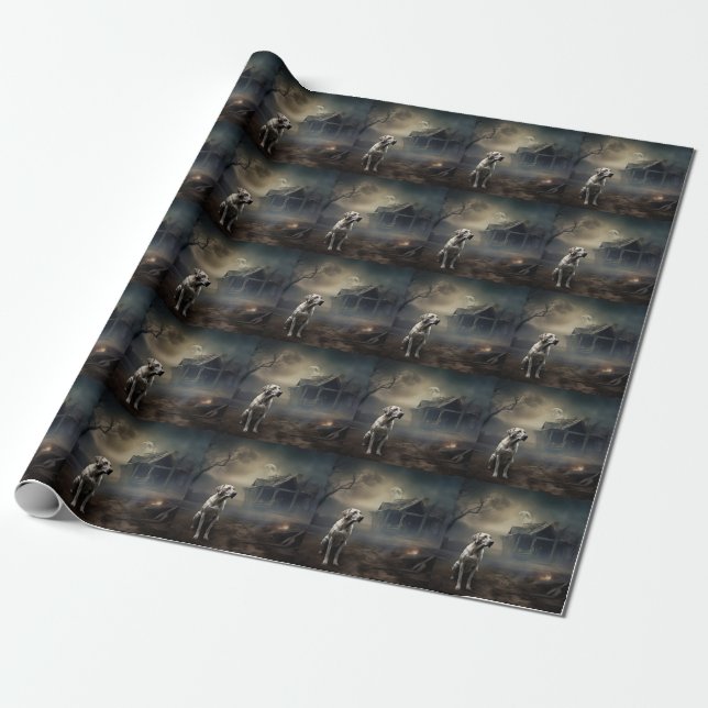 Labrador Halloween Scary Wrapping Paper (Unrolled)