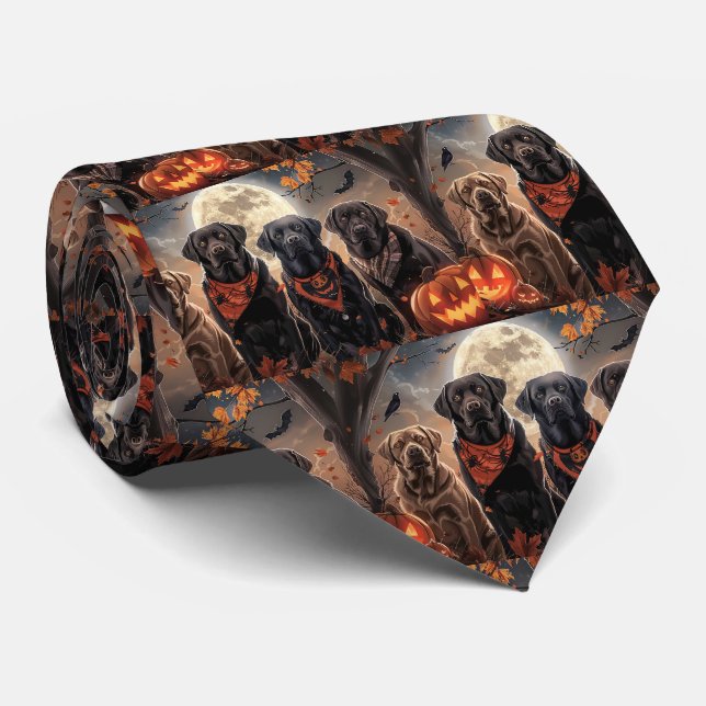 Labrador Halloween Spooky Neck Tie (Rolled)