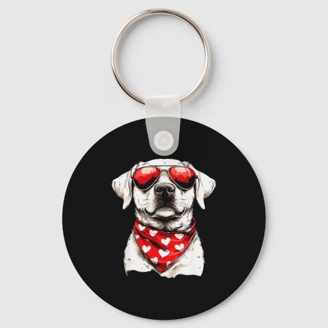 Labrador Heart Bandana Cool Lab Dog Lover Men Wome Keychain (Front)