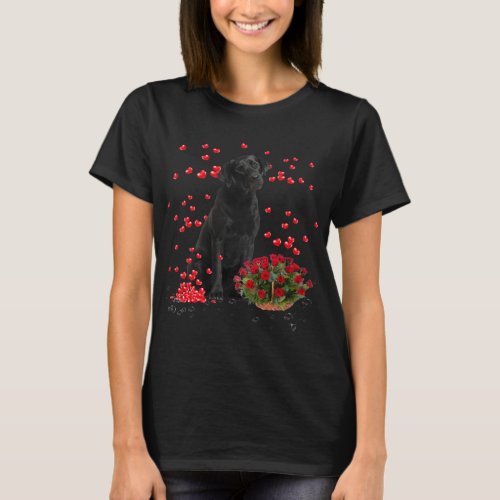 Labrador Hearts Balloons And Rose Basket Valentine T_Shirt