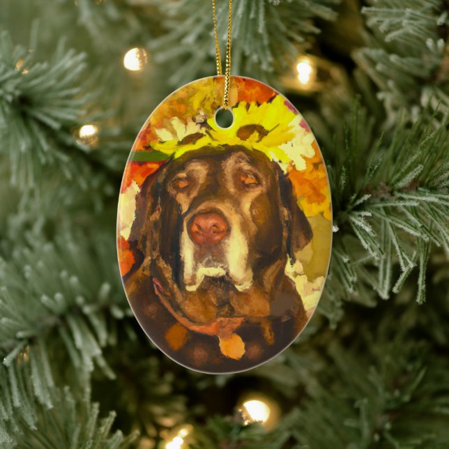 Labrador in flowers ceramic ornament (Tree)
