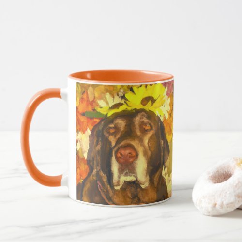 Labrador in flowers mug