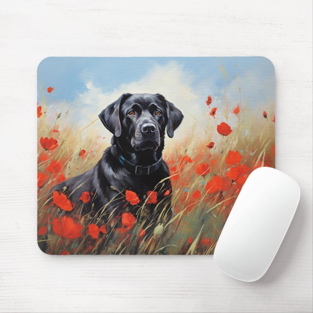 Labrador in poppies mouse pad (With Mouse)