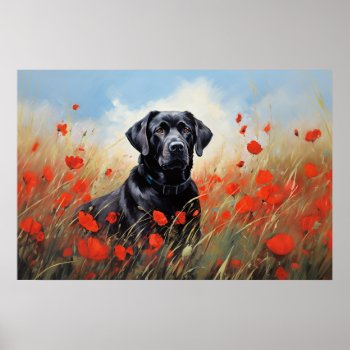 Labrador In Poppies Poster by petsArt at Zazzle